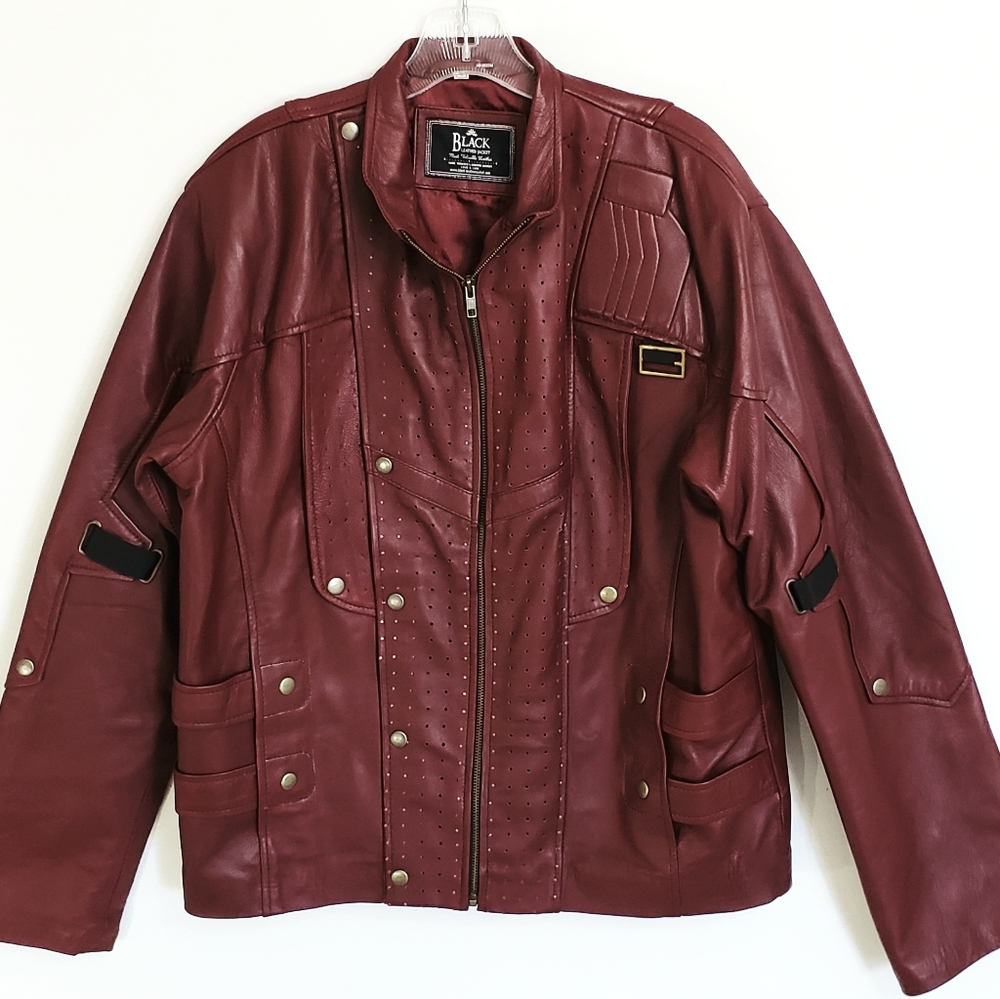 BLACK Genuine Leather Burgundy/ Maroon Jac…
